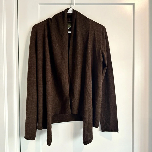Eddie Bauer Women's Merino Wool Chocolate Brown Slouchy Cardigan Small - Picture 1 of 5